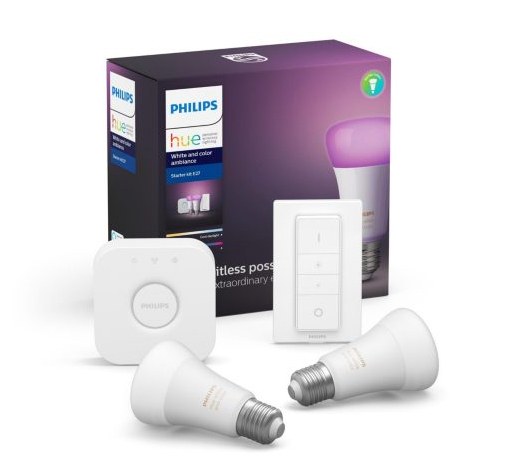 Contents of a Philips Hue starter kit