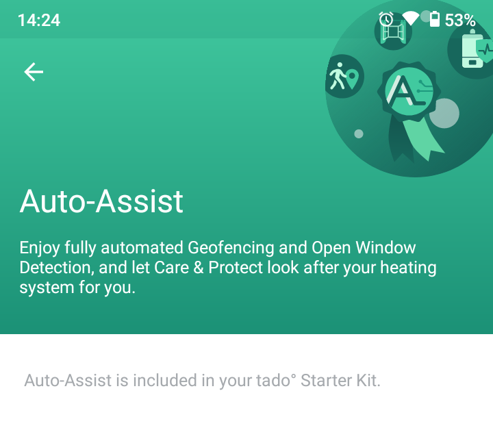 Tado screenshot showing Auto Assist skill enabled